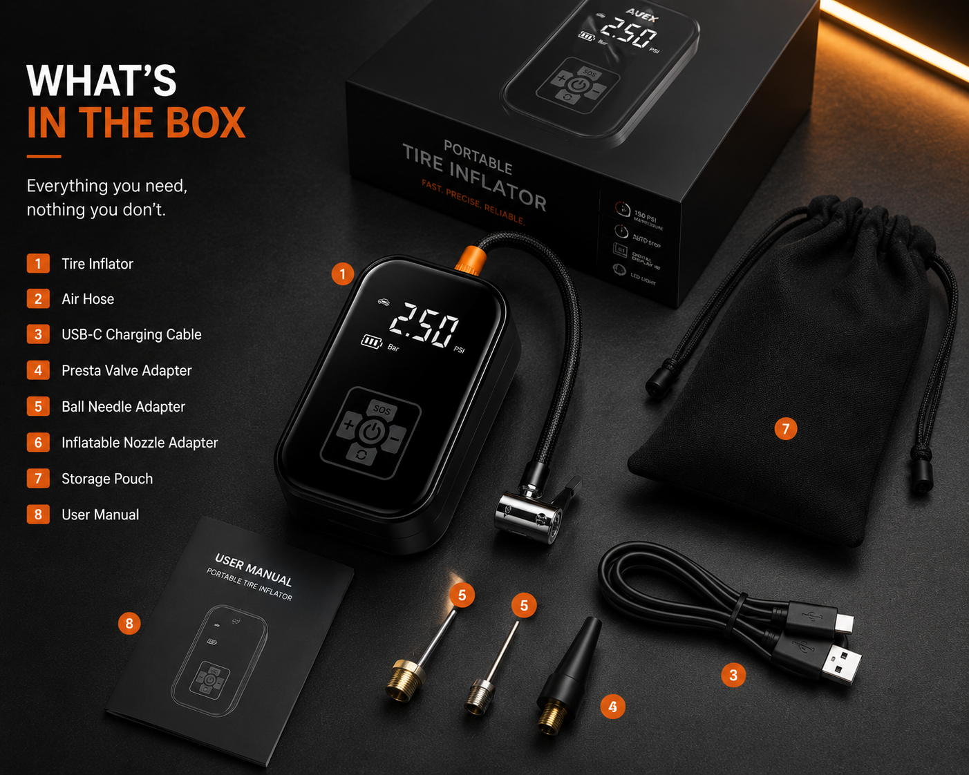 AUVEX™ Wireless Smart Tire Inflator | Digital Air Compressor